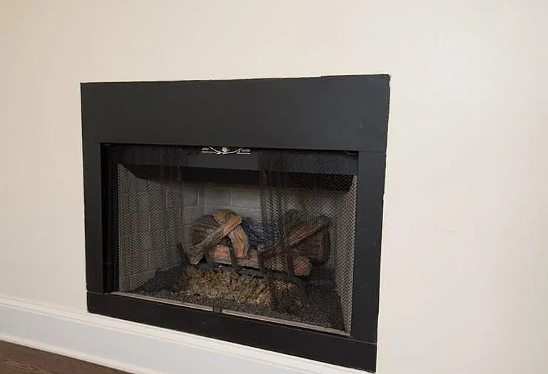 Gas lit fireplace