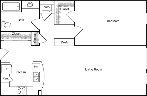 Floor plan One Bedroom - F