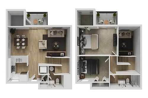 Floor plan B1TH, 2 Bedroom, 1.5 Bathroom