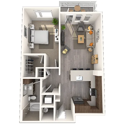 Floor plan Traditional A3 1x1-756 SF