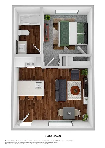 Floor plan One Bedroom 365 Sq Ft