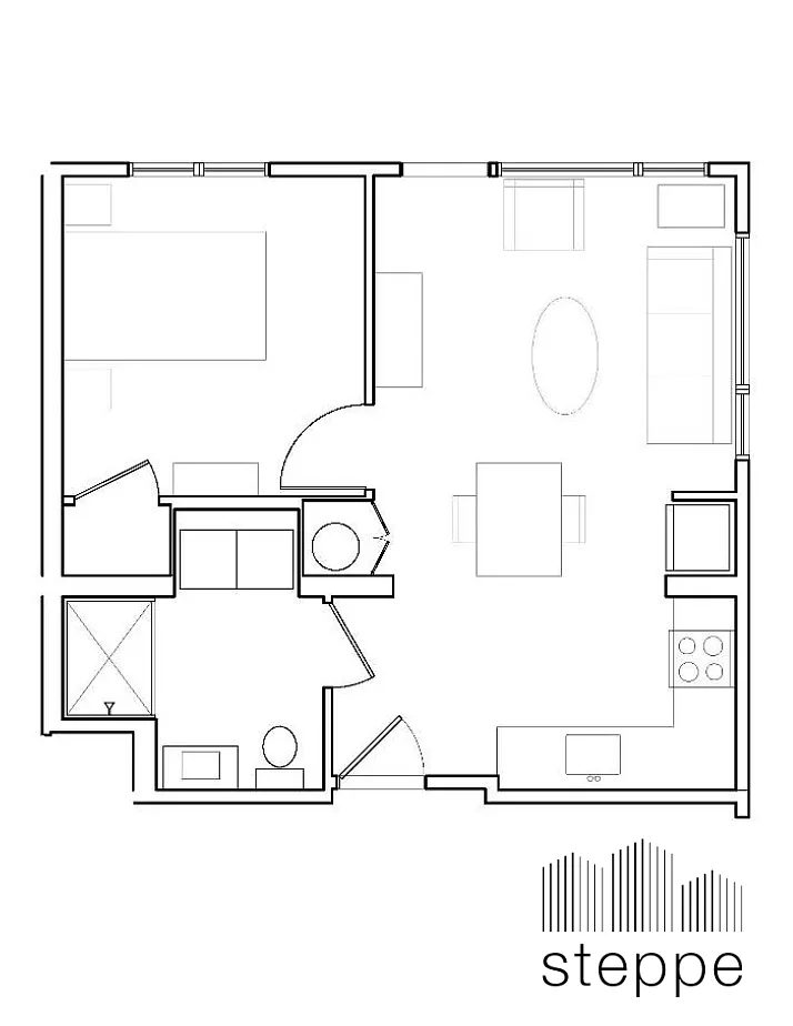 Floor plan 1 Bedroom B