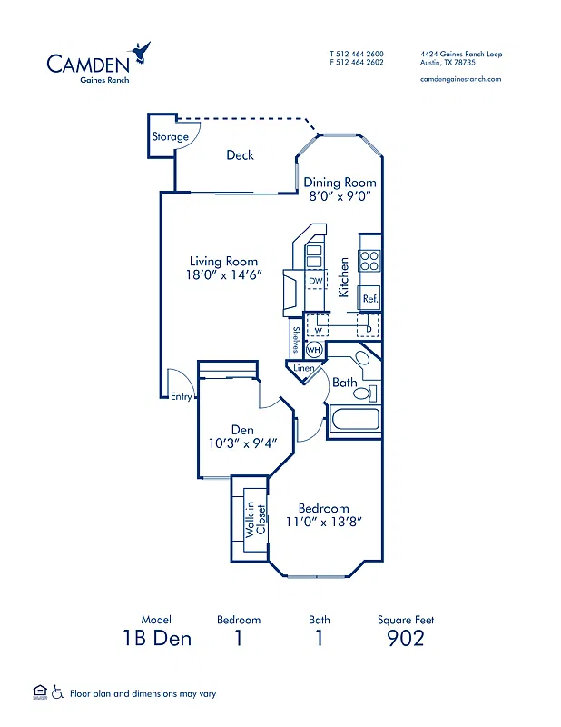 Floor plan 1B Den
