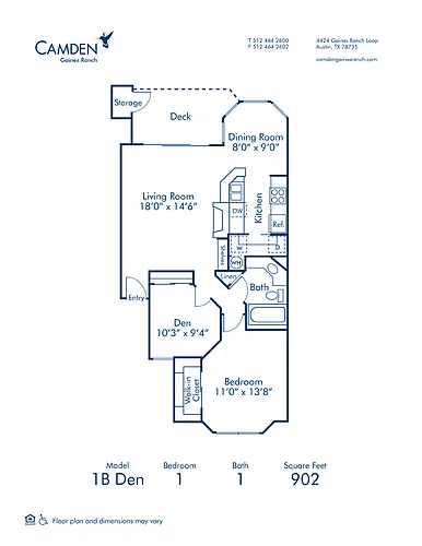 Floor plan 1B Den