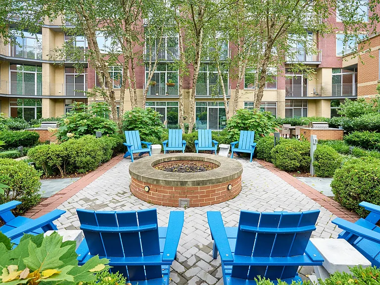 Courtyard with fireside seating and grilling areas