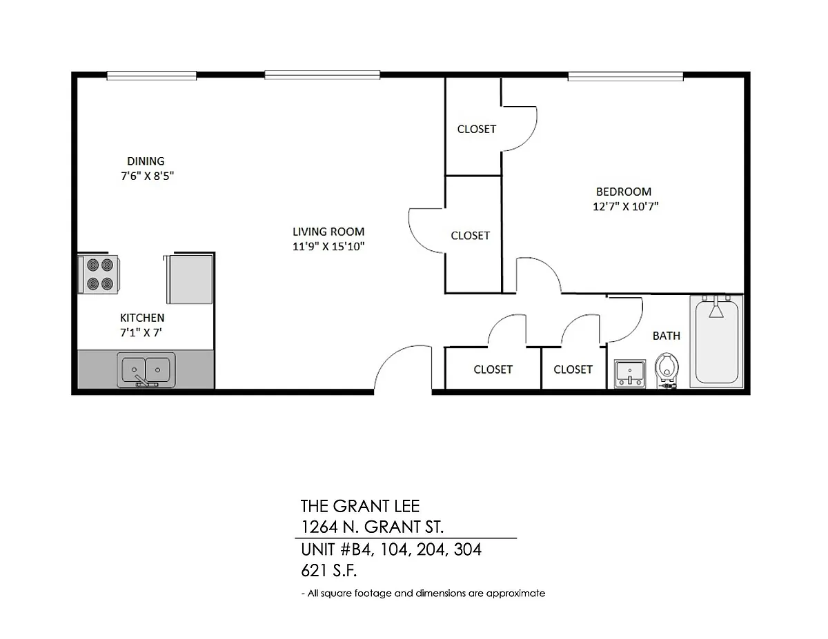 Floor plan 1 Bedroom, 1 Bath