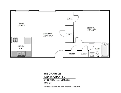 Floor plan 1 Bedroom, 1 Bath