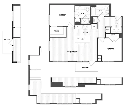 Floor plan 2 Bed/2 Bath-B3