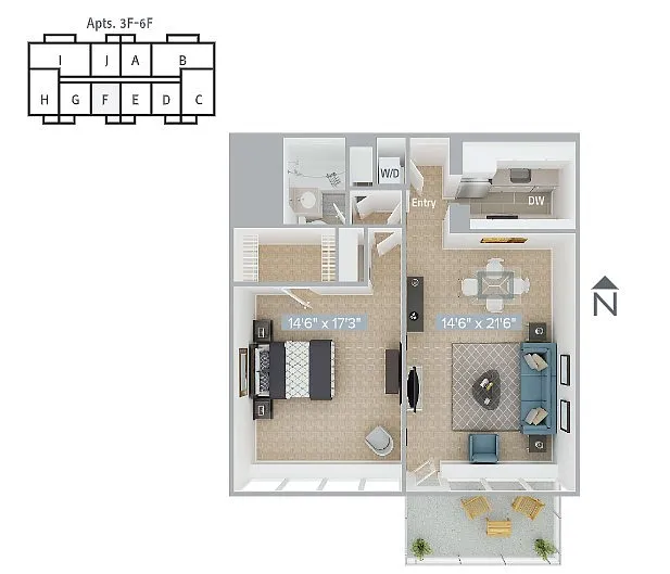 Floor plan A11-840SF-3F-6F-Classic