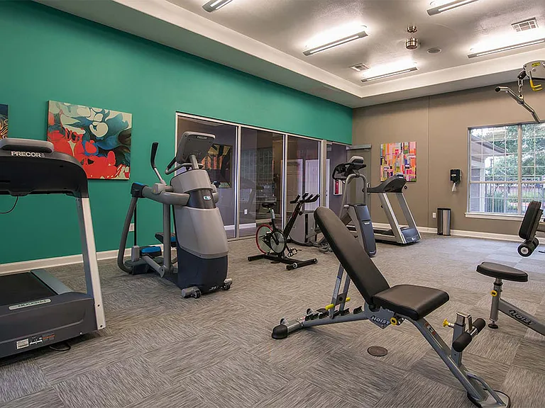 Apartment community 24-hour fitness center with Fitness on Demand at Griffis Lakeline Station in Austin, Texas.
