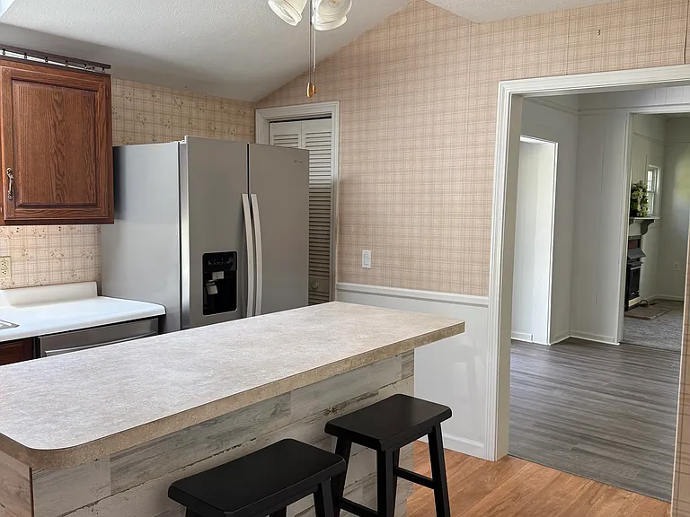 Kitchen has lots of natural light