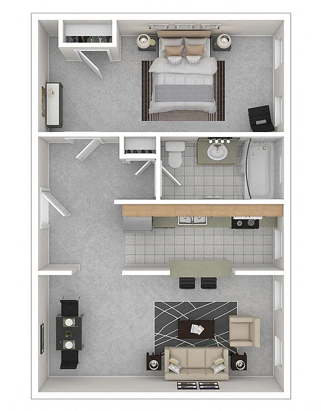 Floor plan 3221 Connecticut - 1 BEDROOM