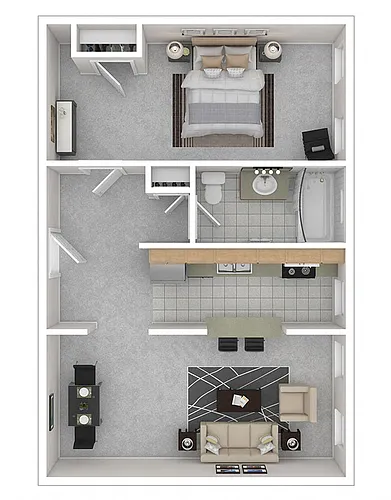 Floor plan 3221 Connecticut - 1 BEDROOM