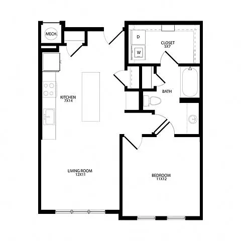 Floor plan One-Bedroom (A4)