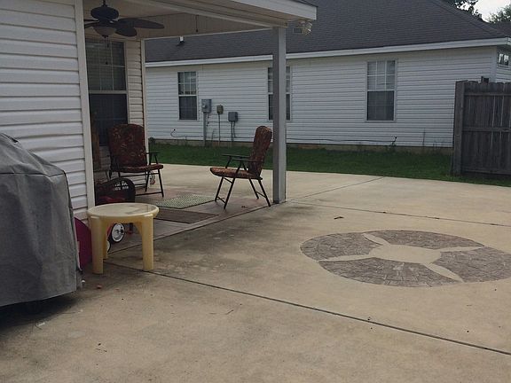 Back porch with ceiling fan