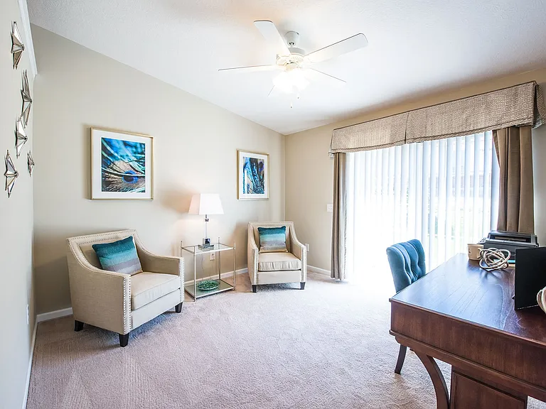 Relax in the Den Space of our Standard Homes or Head to the Patio at our Green Ash Trail Location
