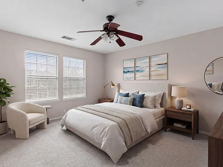 Primary bedroom virtually staged