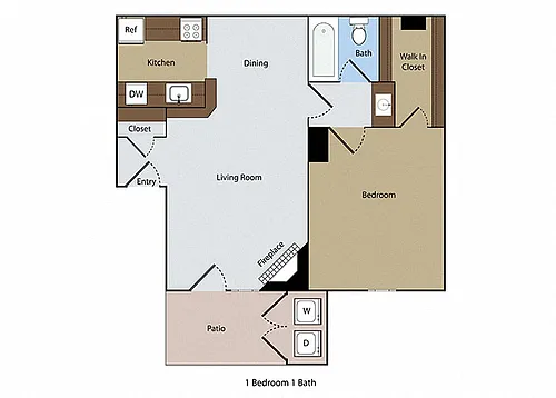 Floor plan 1 BR 1 BA