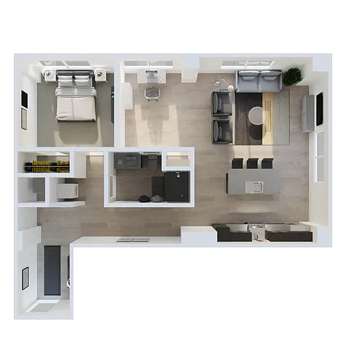 Floor plan 1 Bed plus Den D3