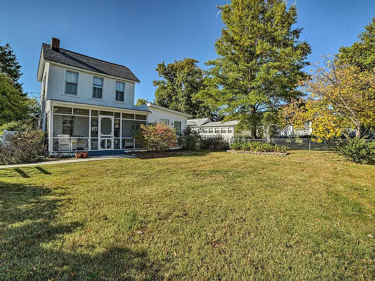 View of the back of the house and the backyard.