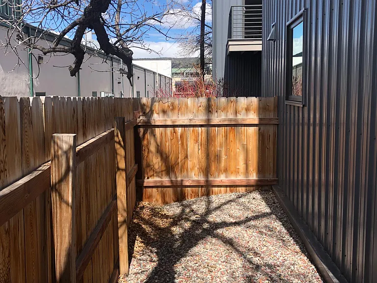 Private Backyard space, it is an "L" shape with extra private space.