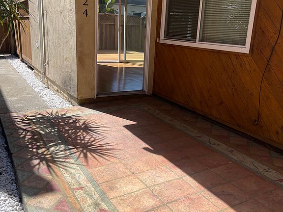 entry patio with painted floor