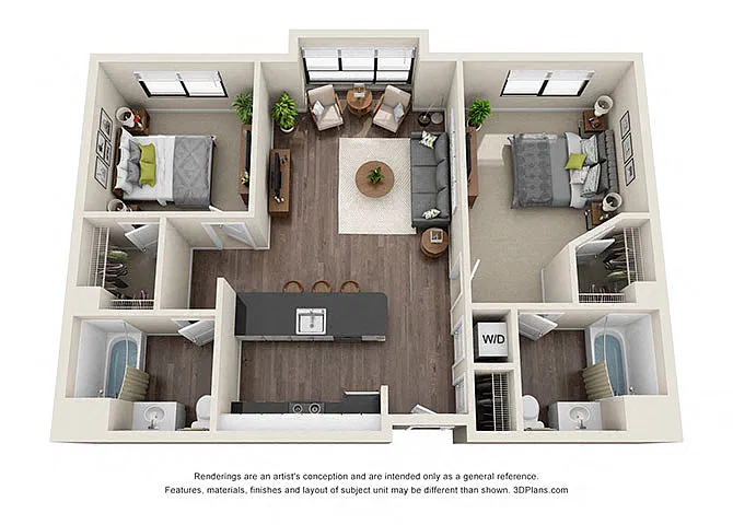 Floor plan TWO BEDROOM | TWO BATH B2.2