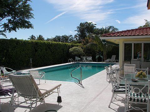 oversized pool and patio area