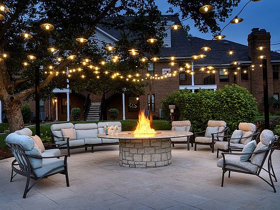 Cozy fire pit at dusk