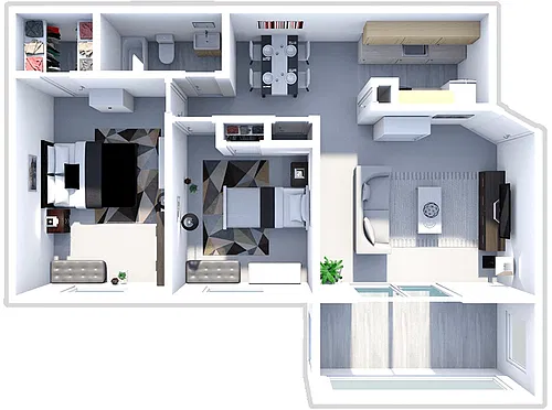 Floor plan 2 bed Levis - Upper
