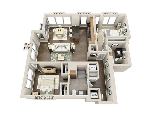 Floor plan Two Bedroom B2D