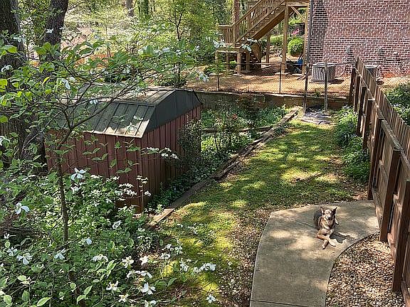 Walkway from driveway + shed