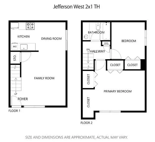 Floor plan 2 Bed 1 Bath Townhome
