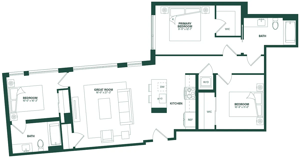 Floor plan 3 Bed/2 Bath-3S.4