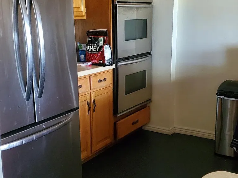 Nice frig and convection double oven . lots of cabinets