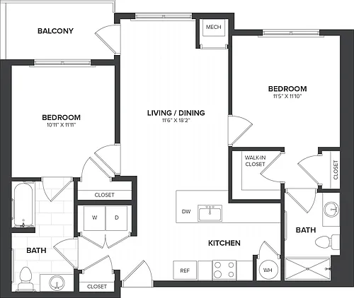 Floor plan 2 Bed/2 Bath-B8