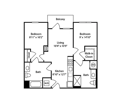 Floor plan 2 Bed/2 Bath-B23