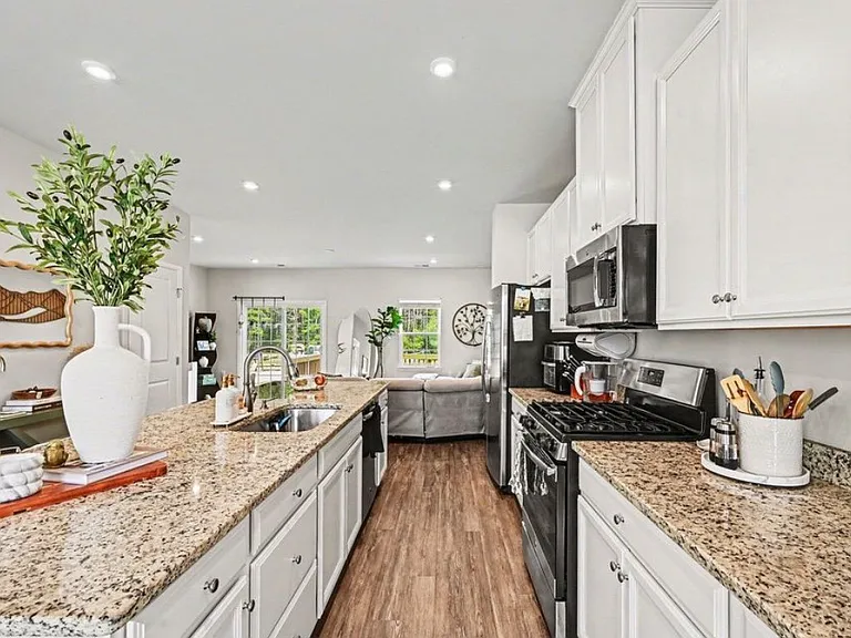 large kitchen with gas stove