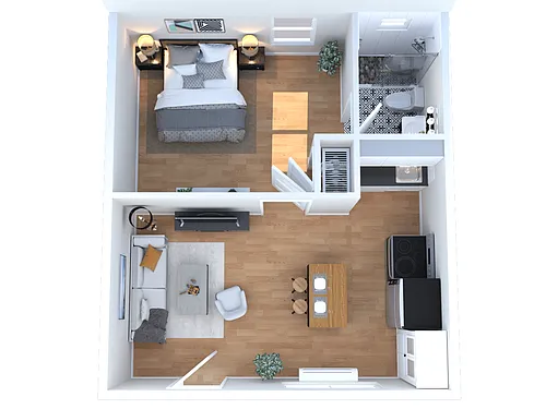 Floor plan Unfurnished 1 Bed 1 Bath - v2