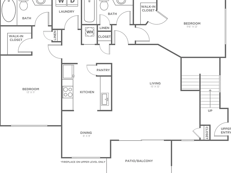 Two Bedroom Two Bath (1120 SF) Two Bedroom Two Bath (1120 SF)