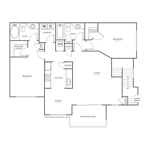 Floor plan Two Bedroom Two Bath (1120 SF)