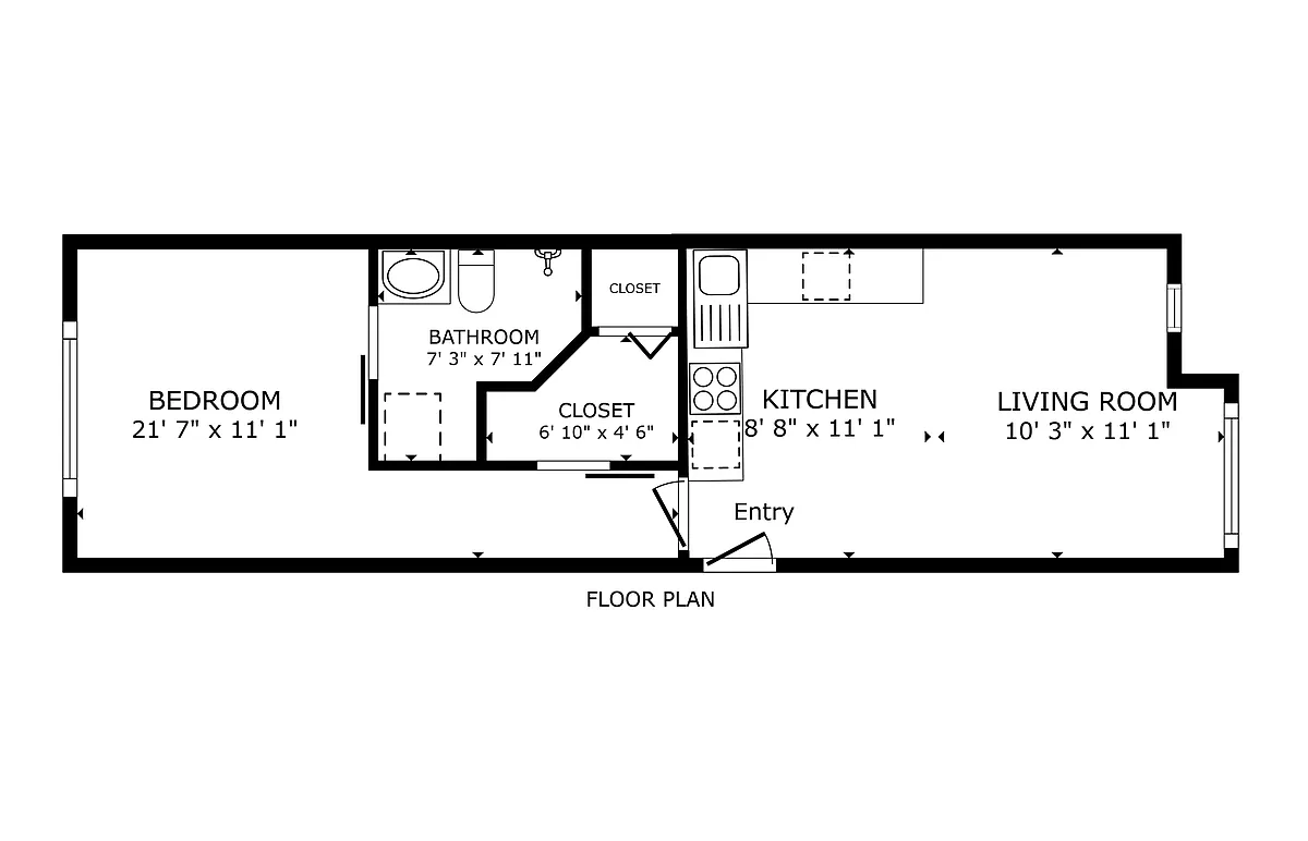 Floor plan 1 Bed 1 Bath