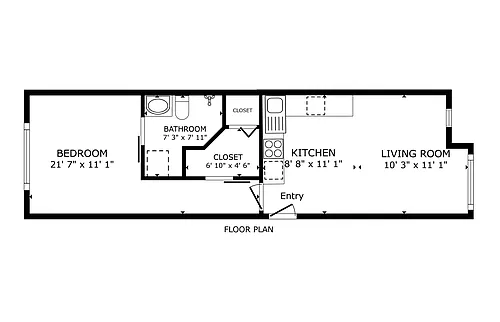 Floor plan 1 Bed 1 Bath