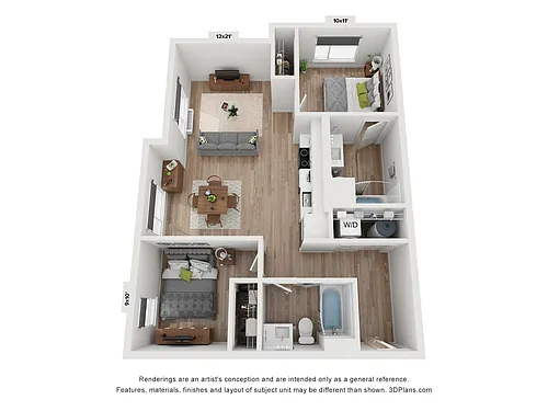 Floor plan Rimrock: 2 Bedroom Corner Unit