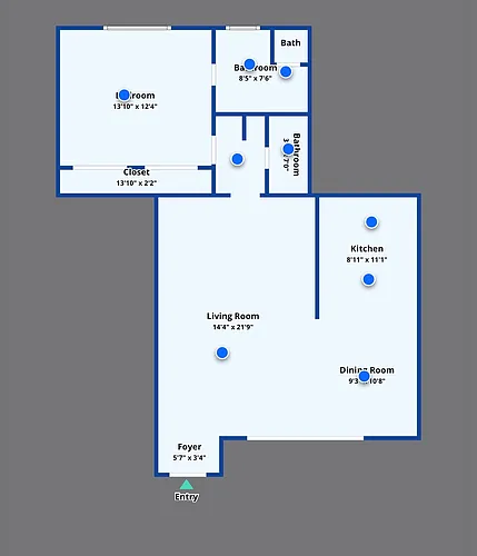 Floor plan 1 Bed 1 and a Half Bath