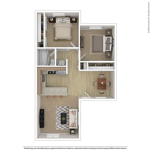 Floor plan 2 Bed 1 Bath - Phase 1