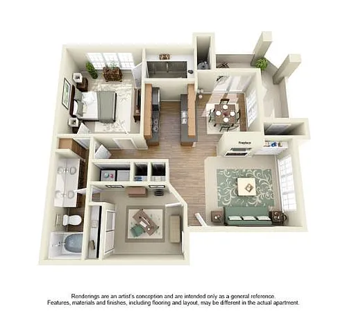 Floor plan One Bedroom One Bath With Den A5