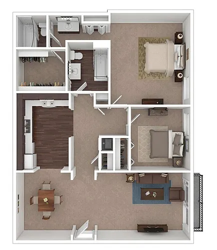 Floor plan Two Bedroom, Two Bathroom