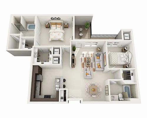 Floor plan Two Bedroom B2F
