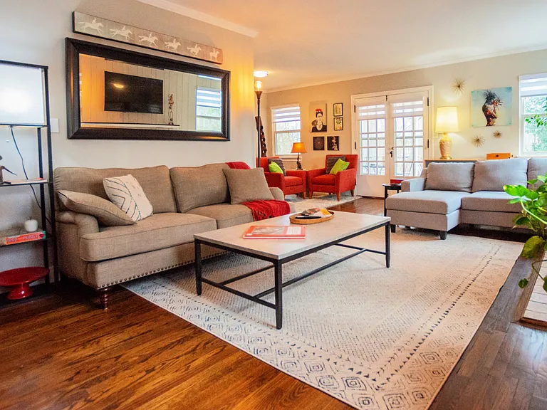 Living room with so many places to sit and relax!